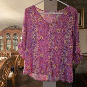 Easel pink flower shirt and pant set